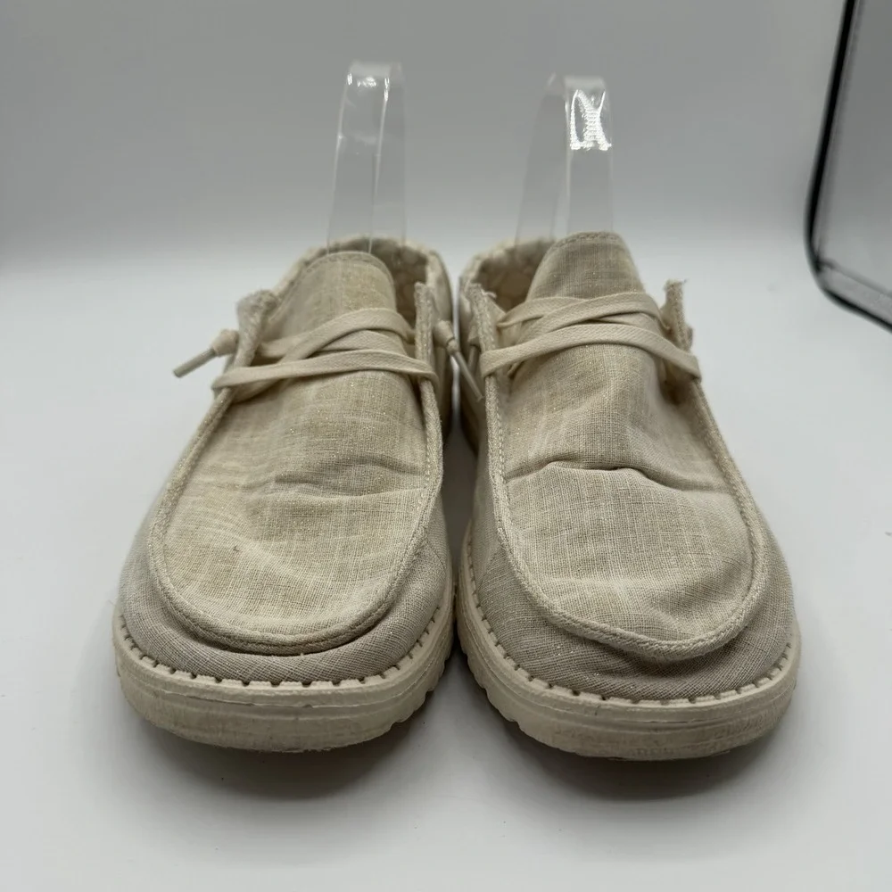 Hey‎ Dude Wendy Shoes Womens Sz 8 Sparkling Gold Cream Slip On Loafers Comfort